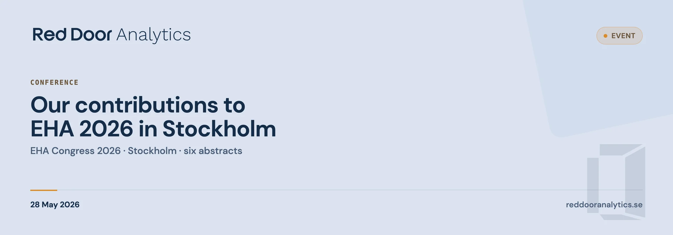 Our contributions to EHA 2026 in Stockholm — Red Door Analytics