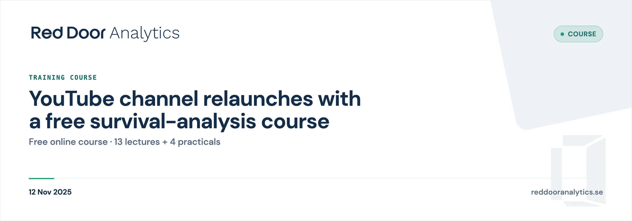 RDA relaunches its YouTube channel with a free survival-analysis course — Red Door Analytics